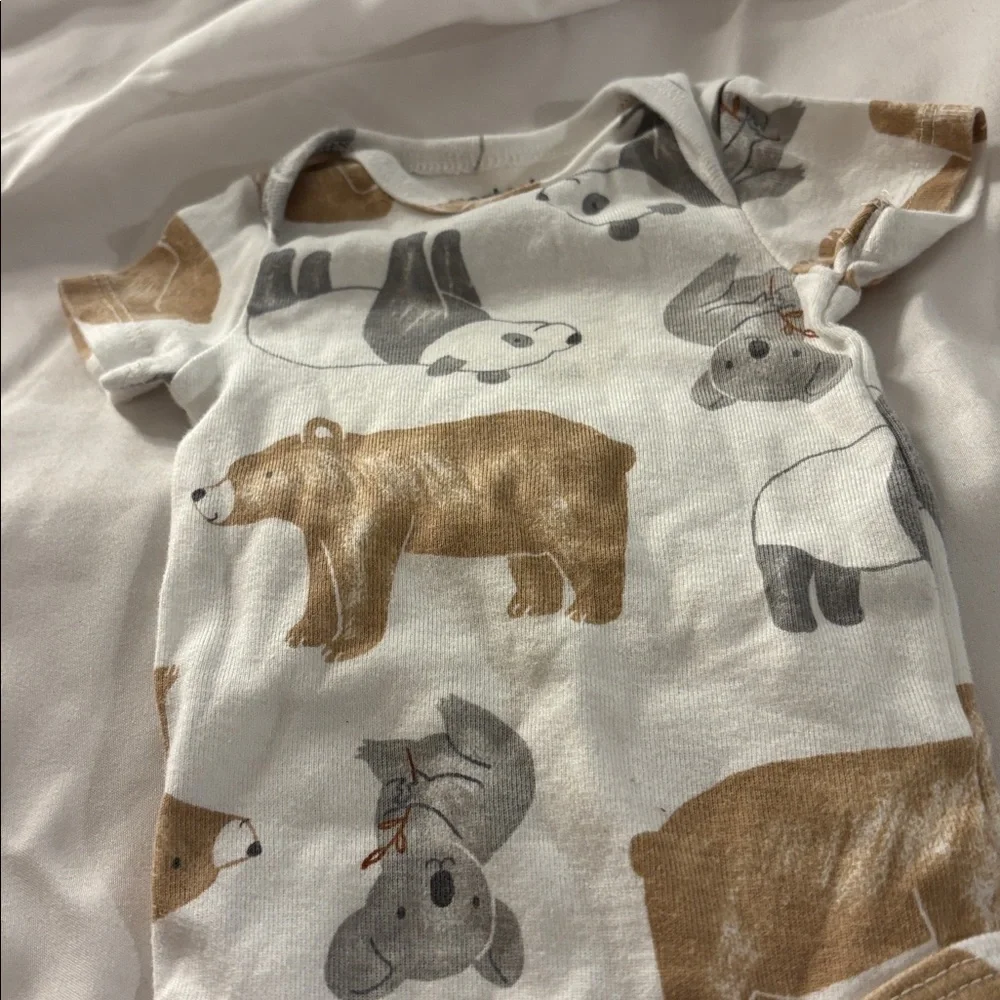 Carter's Animal Print Bodysuit in Cream and Brown newborn